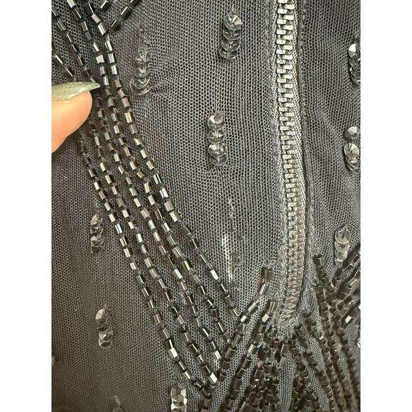 Alice + Olivia Little Black Dress Sequin Cocktail Beaded Size 4 - Picture 6 of 8